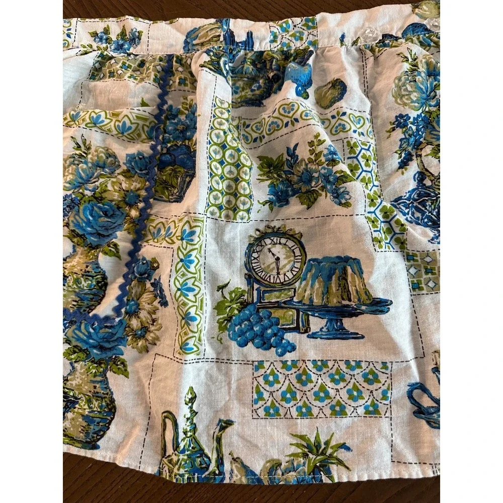 Vintage 1960's Kitchen Scenes Green Blue‎ Apron